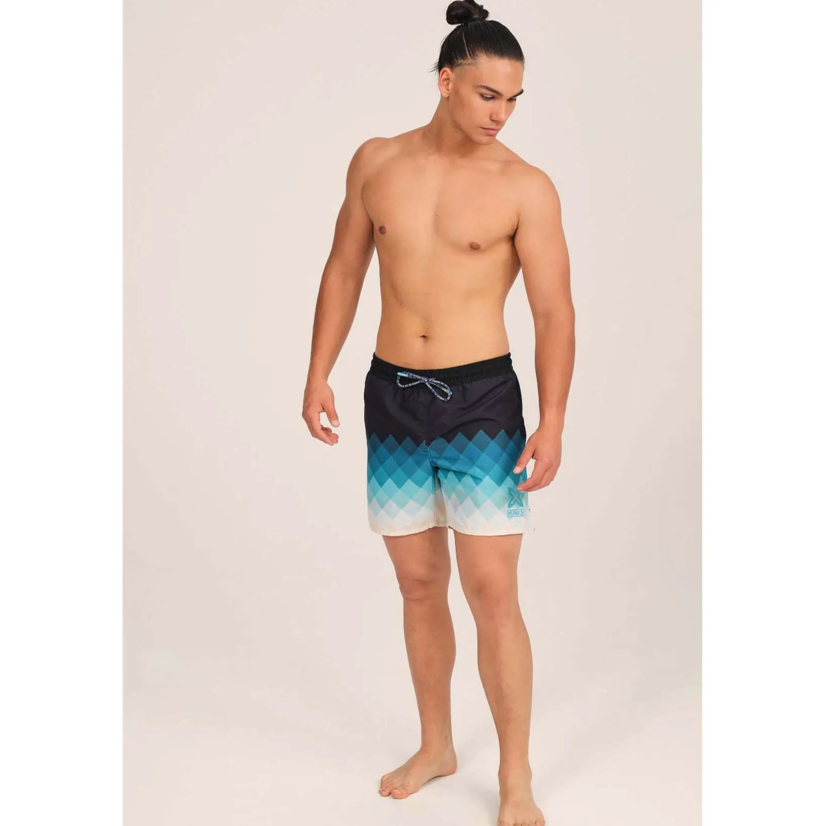 BAÑADOR HOMBRE ESTAMPADO LARGO TURQUESA