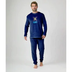 Pijama MUNICH hombre dos piezas de terciopelo marino.