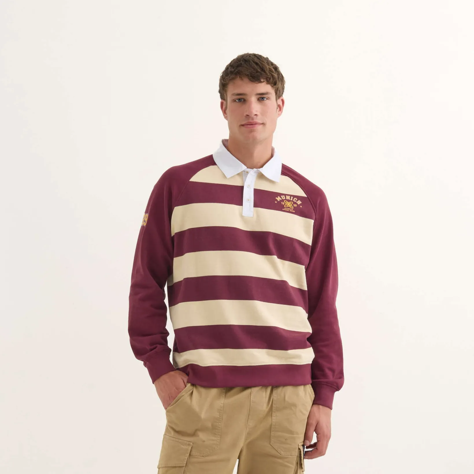 Polo MUNICH Stanford streetwear hombre de algodón orgánico burdeos